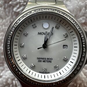 Movado watch - mother of pearl face and diamonds